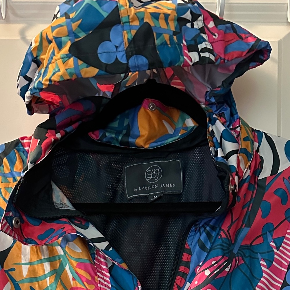 Vibrant Multicolor Leaf Print Jacket with hoodie perfect for rainy season - Picture 11 of 11